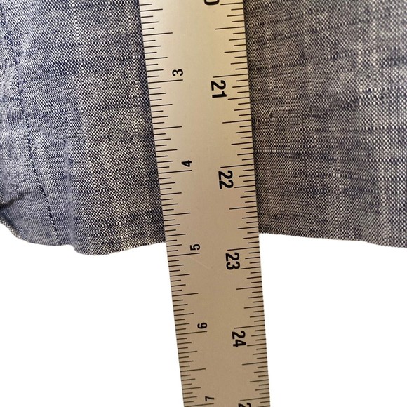 Allrow Blue Linen Cotton Blend Scalloped Sleeve Blouse Size Small - Picture 10 of 12